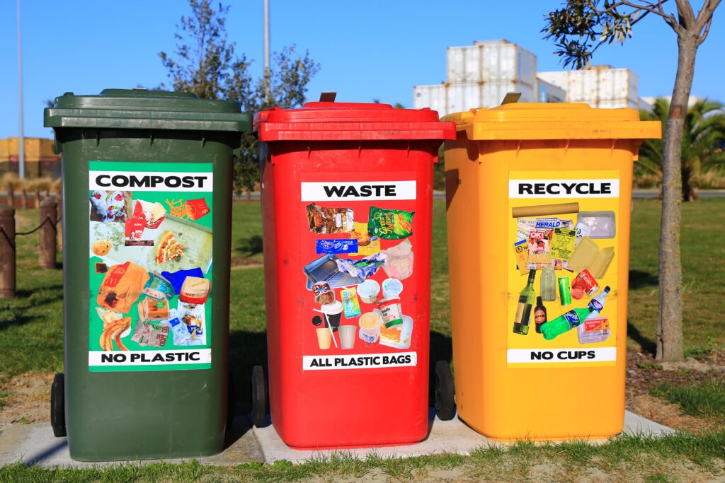 Picture showing recycle bins for sustainable living